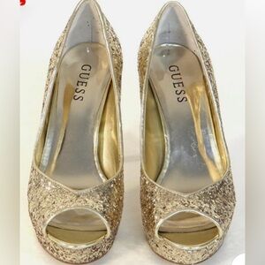 Guess Gold Strappy Stiletto Heels